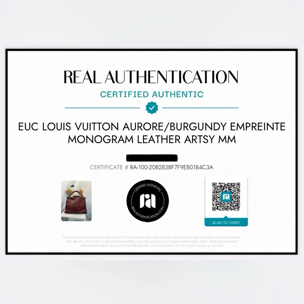 EUC Louis Vuitton Raisin Empreinte Monogram Leather Artsy MM